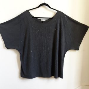 Dressy gray blouse with silver sequins and beads